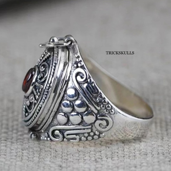 Secret Compartment Poison Pill Gawu Retro Ring Adjustable Open Rings New Vintage - Picture 5 of 8